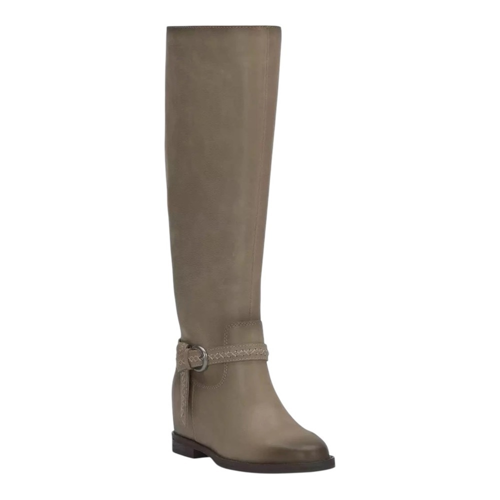 Lucky Brand Maltet Tall Buckle Riding Boots Silver Cloud Leather
